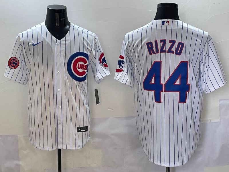 Men Chicago Cubs #44 Rizzo White Stripe Game 2025 Nike MLB Jersey style 4->chicago cubs->MLB Jersey